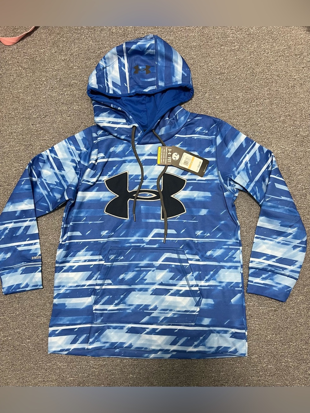 Under Armour Blue Striped Graphic Hoodie Women M